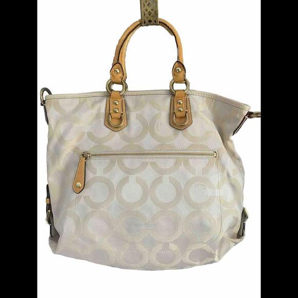 Coach 12963 Madison Julianne Op Art XL Large Tote Satchel Patent Leather Yellow - Picture 6 of 12